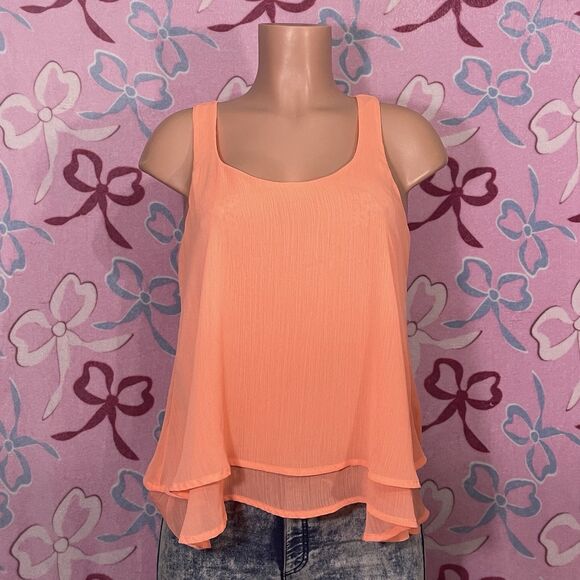 about a girl Tops - About A Girl Size Small Bright Coral Sheer Summer Sheer Light Tank Top